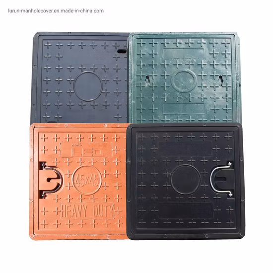 CE / ISO En124延性D400ヒンジ付きSMC / BMCスクエアグラスファイバー/プラスチック/ FRP複合マンホールカバー価格樹脂の中国工場